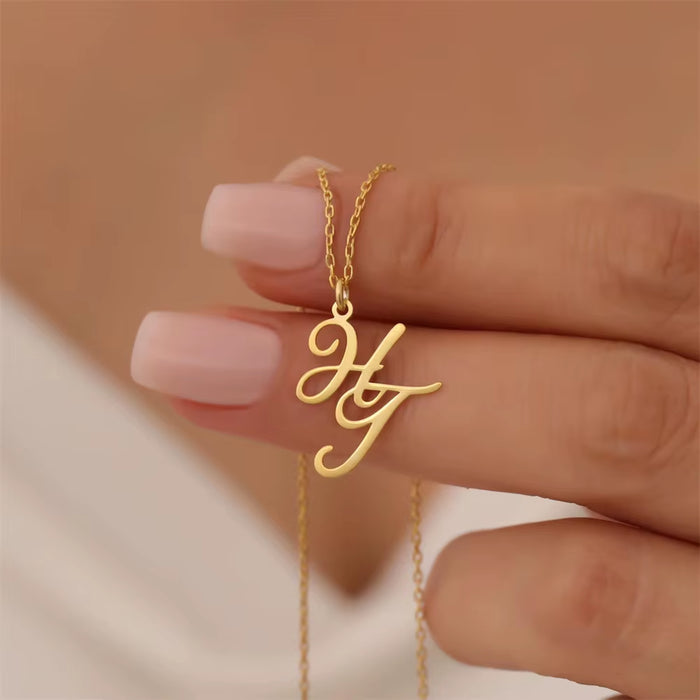 Tangula Custom Initials Necklaces for Women Stainless Steel Two Letters Pendant Choker Personalize Anniversary Jewelry Gifts