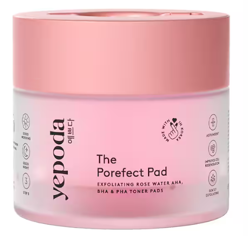 The Porefect Pad – Pads tonifiants exfoliants à l'eau de rose, AHA, BHA et PHA